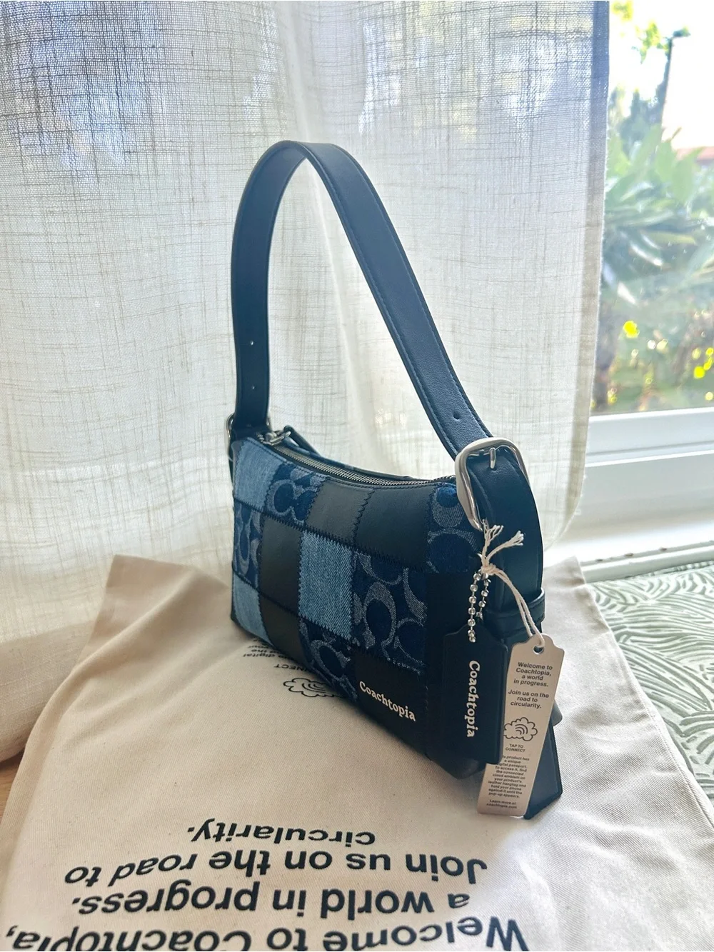 NWT🦋Coach Coachtopia Alter/Ego Small Slouchy Shoulder Bag Denim Black CFI64